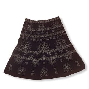 Carole Little Black White Floral Embroidered Skirt